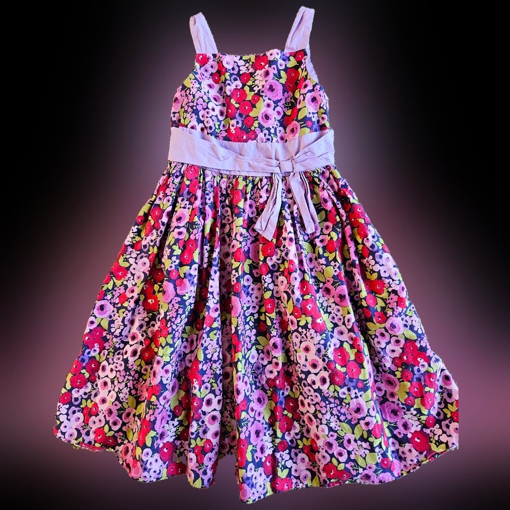 Floral Sleeveless Dress with Bow